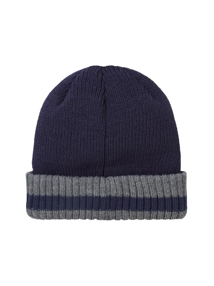 Sealskinz Holkham Waterproof Cold Weather Striped Roll Cuff Beanie - Navy