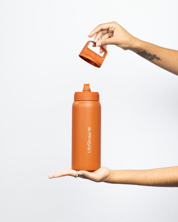 LifeStraw Go Stainless Steel 700ml Filter Water Bottle - Kyoto Orange