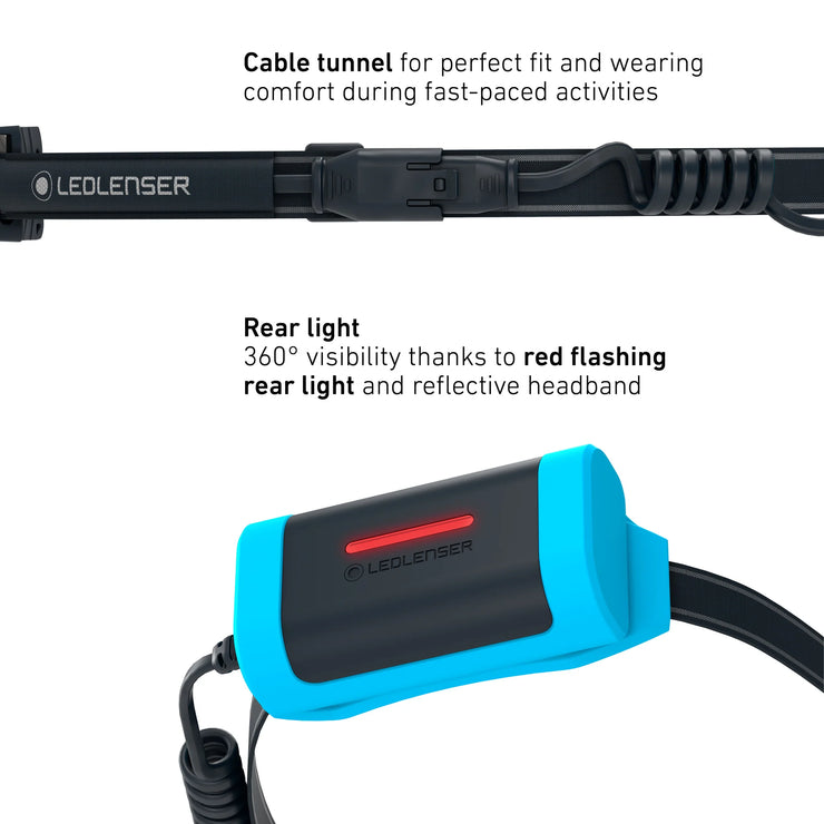 LEDLenser NEO9R Rechargeable 1200Lumen Running Headtorch with Chest Strap - Blue