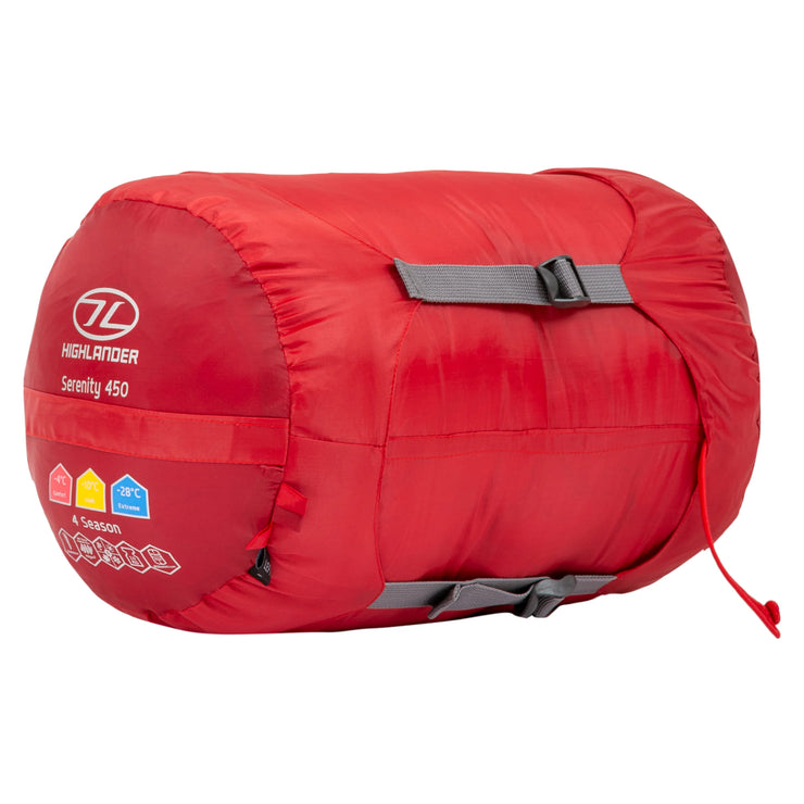 Highlander 4 Season Serenity 450 Mummy Sleeping Bag - Red