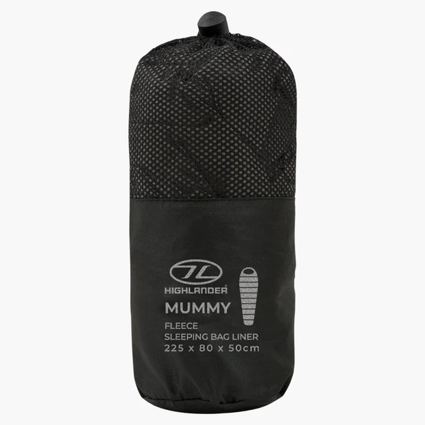 Highlander Mummy Fleece Sleeping Bag Liner - Black