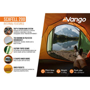 Vango Scafell 200 DofE Recommended Trekking Tent - Pamir Green