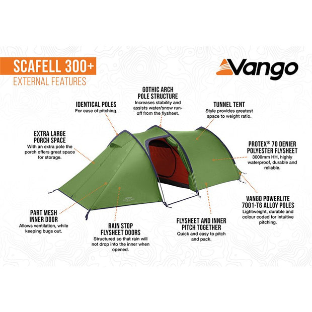 Vango Scafell 300 Plus DofE Recommended Trekking Tent - Pamir Green