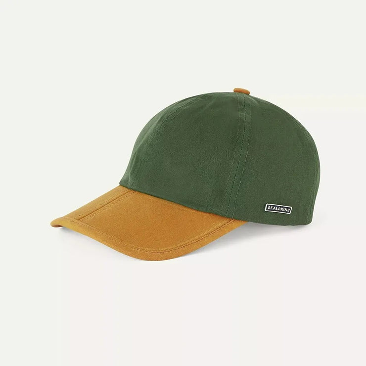 Sealskinz Marham Waterproof Waxed Canvas Foldable Cap - Green/Tan